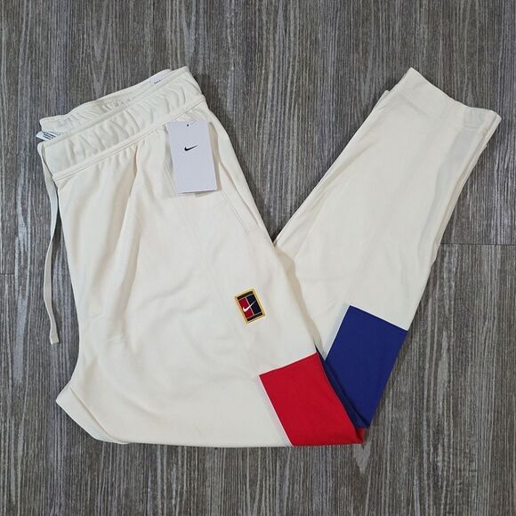 Nike Court Wimbledon Heritage Tennis Warm Up Pants Ivory FZ6928-100 Men's Size L - Picture 1 of 9